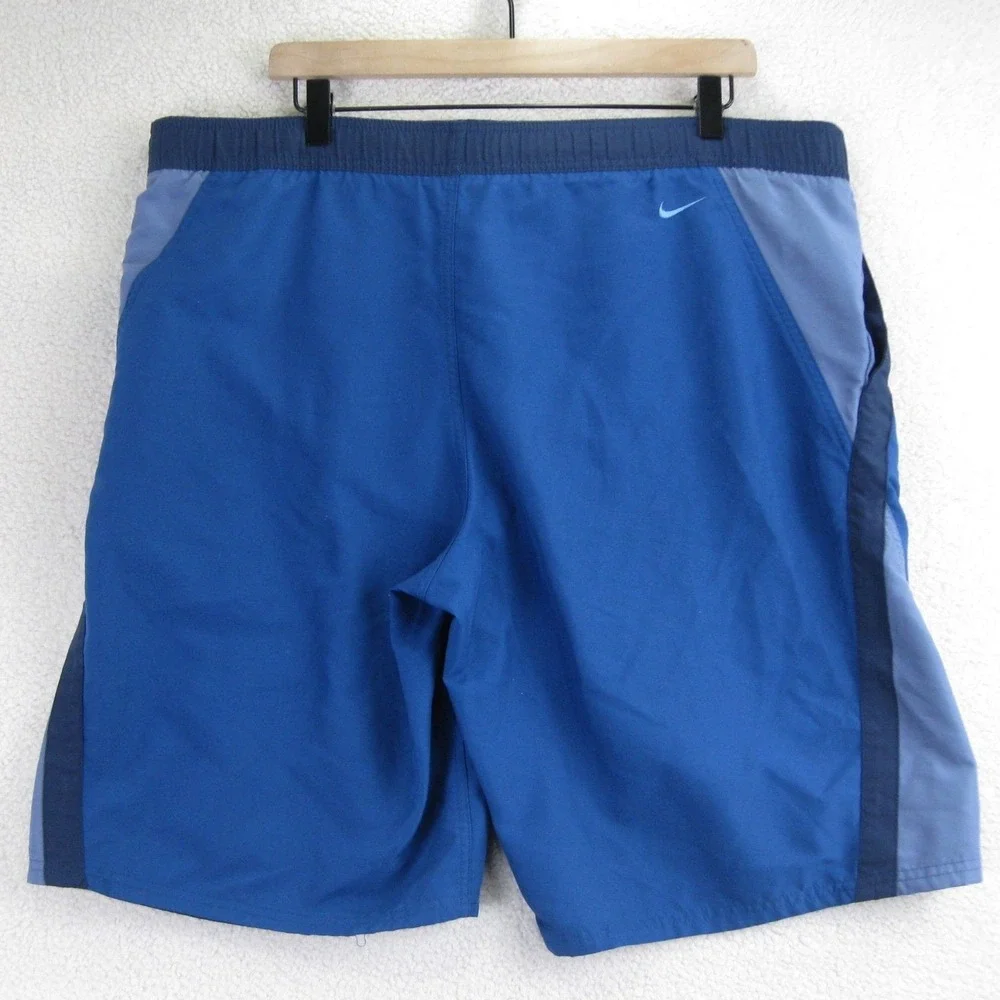 Nike Swim Trunks Mens L Blue Colorblock Board Shorts Swoosh‎ Athletic